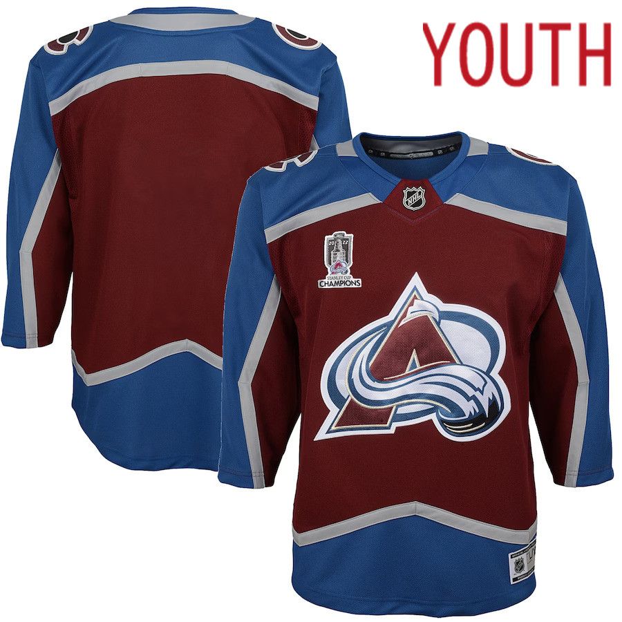 Youth Colorado Avalanche Burgundy Home 2022 Stanley Cup Champions Premier NHL Jersey